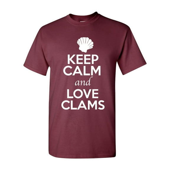 Keep Calm And Love Clams Shell Animal Lover Adult T-Shirt Tee