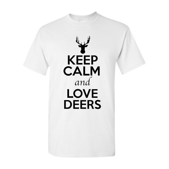Keep Calm And Love Deers Moose Animal Lover Adult T-Shirt Tee