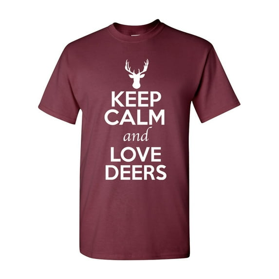 Keep Calm And Love Deers Moose Animal Lover Adult T-Shirt Tee