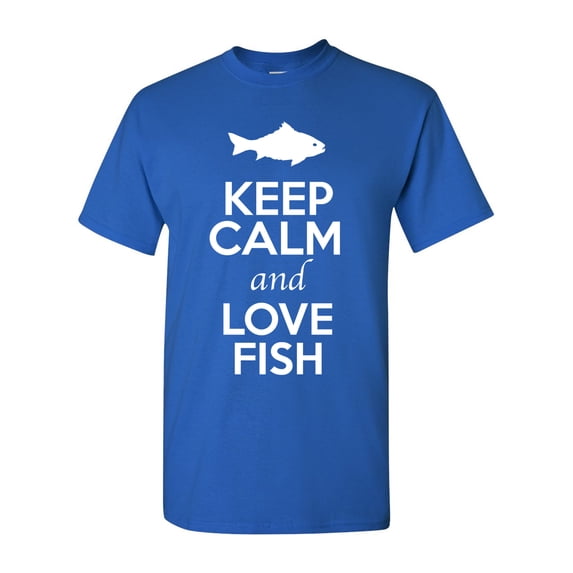 Keep Calm And Love Fish Sea Animal Lover Adult T-Shirt Tee