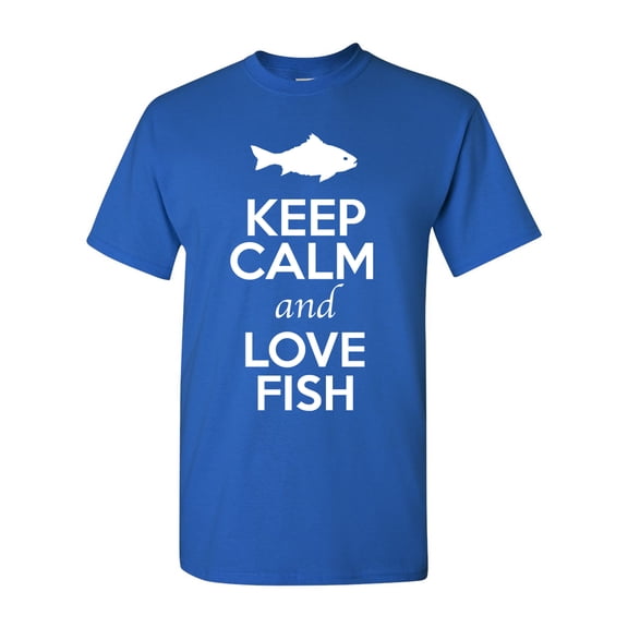 Keep Calm And Love Fish Sea Animal Lover Adult T-Shirt Tee
