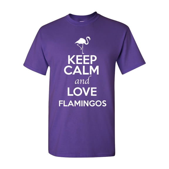 Keep Calm And Love Flamingos Bird Animal Lover Adult T-Shirt Tee