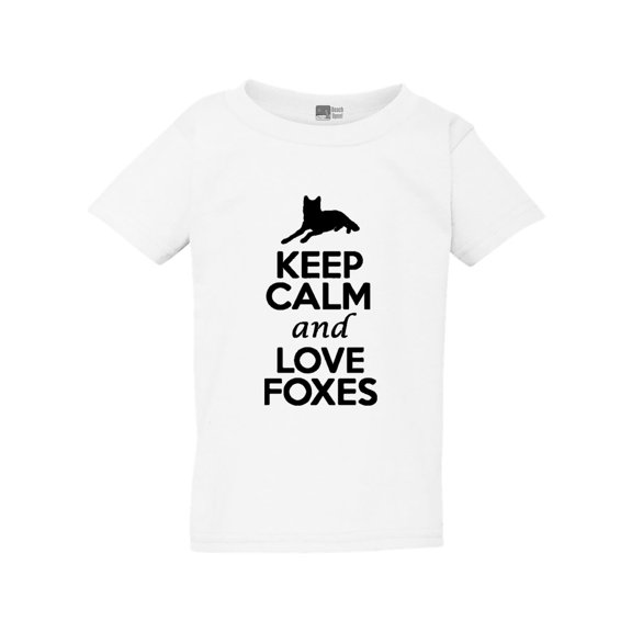 Keep Calm And Love Foxes Animal Lover Funny Toddler Kids T-Shirt Tee