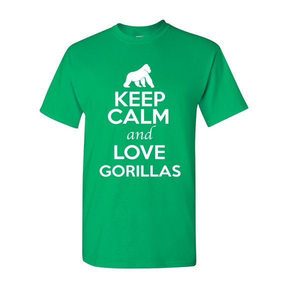 Keep Calm And Love Gorillas Animal Lover Adult T-Shirt Tee
