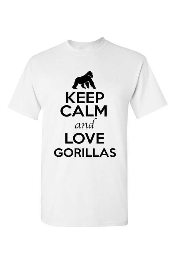 Keep Calm And Love Gorillas Animal Lover Adult T-Shirt Tee