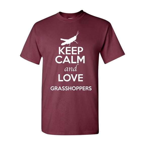 Keep Calm And Love Grasshoppers Insect Lover Adult T-Shirt Tee
