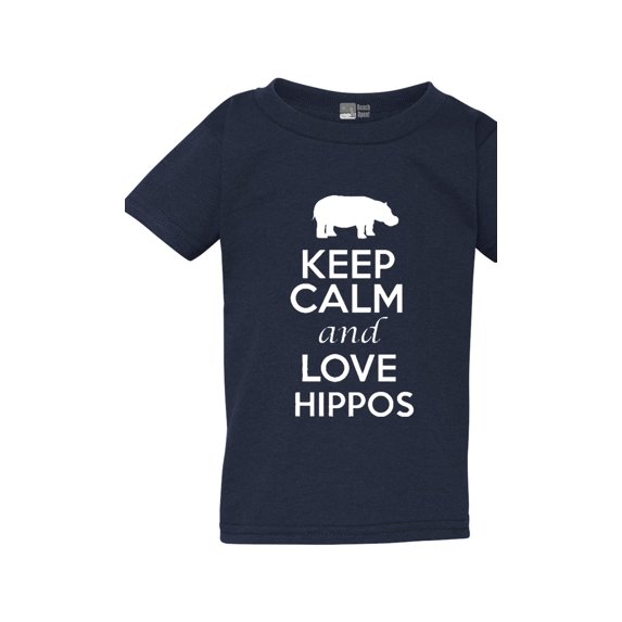 Keep Calm And Love Hippos Animal Lover Toddler Kids T-Shirt Tee