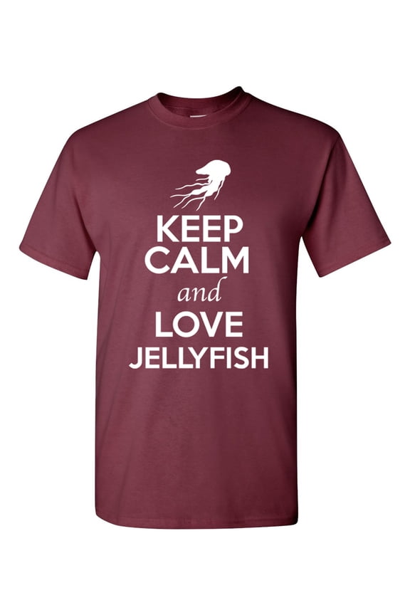 Keep Calm And Love Jellyfish Jelly Animal Lover Adult T-Shirt Tee