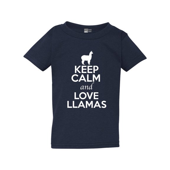 Keep Calm And Love Llamas Camel Animal Lover Funny Toddler Kids T-Shirt Tee
