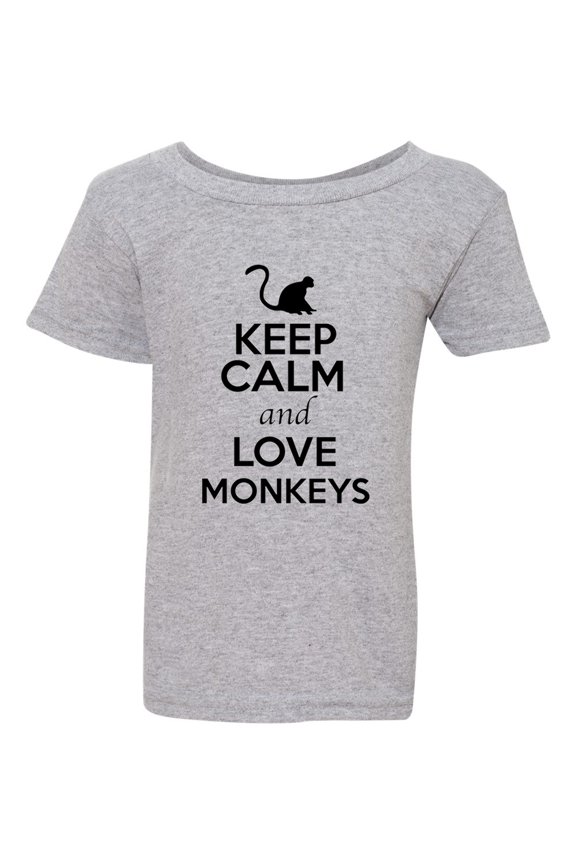 Keep Calm And Love Monkeys Ape Animal Lover Toddler Kids T-Shirt Tee