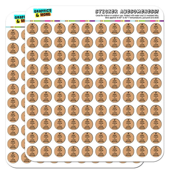 Keep Calm And Love Moose 1/2" (0.5") Scrapbooking Crafting Stickers