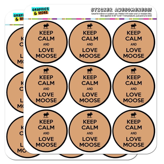 Keep Calm And Love Moose 2" Scrapbooking Crafting Stickers