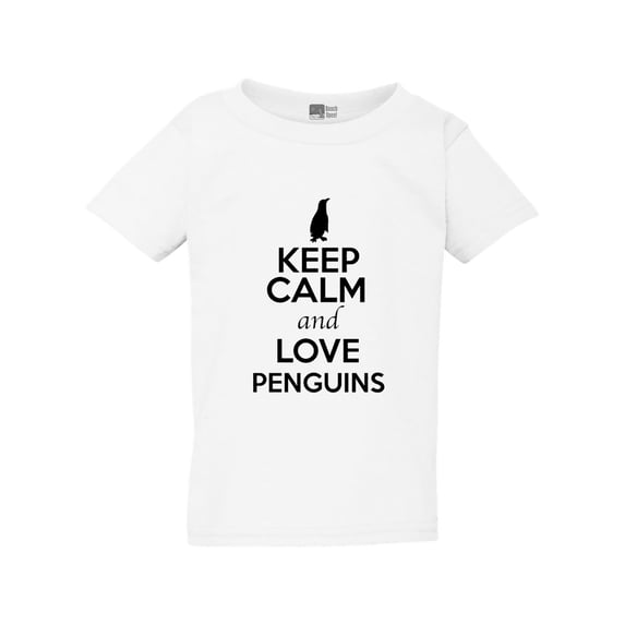 Keep Calm And Love Penguins Bird Flippers Funny Toddler Kids T-Shirt Tee