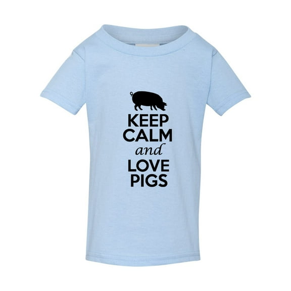 Keep Calm And Love Pigs Animals Funny Toddler Kids T-Shirt Tee