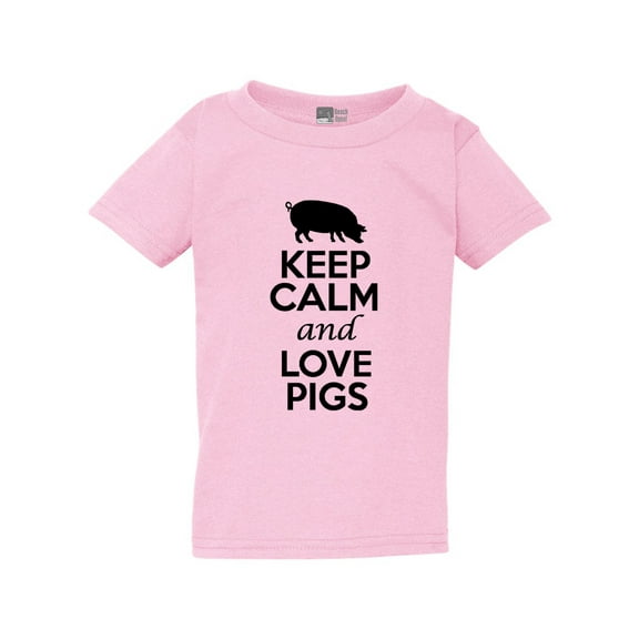 Keep Calm And Love Pigs Animals Funny Toddler Kids T-Shirt Tee