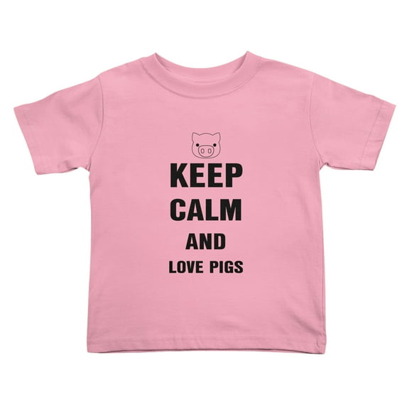 Keep Calm And Love Pigs Cute Toddler T-Shirts for Boys Girls (Pink, 5/6T)
