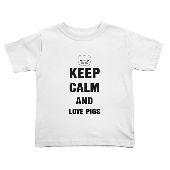 Keep Calm And Love Pigs Cute Toddler T-Shirts for Boys Girls (White, Youth L)