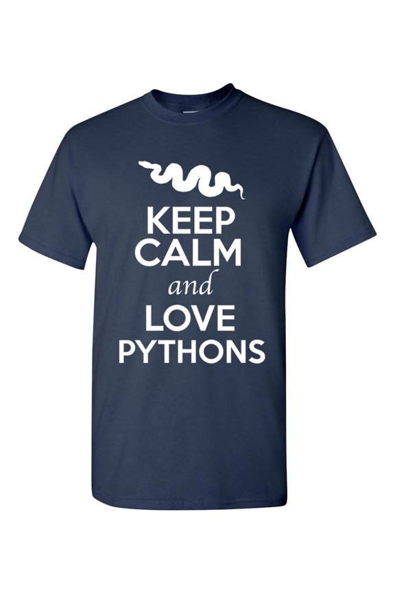 Keep Calm And Love Pythons Snake Animal Lover Adult T-Shirt Tee