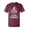 thumbnail image 1 of Keep Calm And Love Rabbits Bunny Animal Lover Adult T-Shirt Tee, 1 of 2