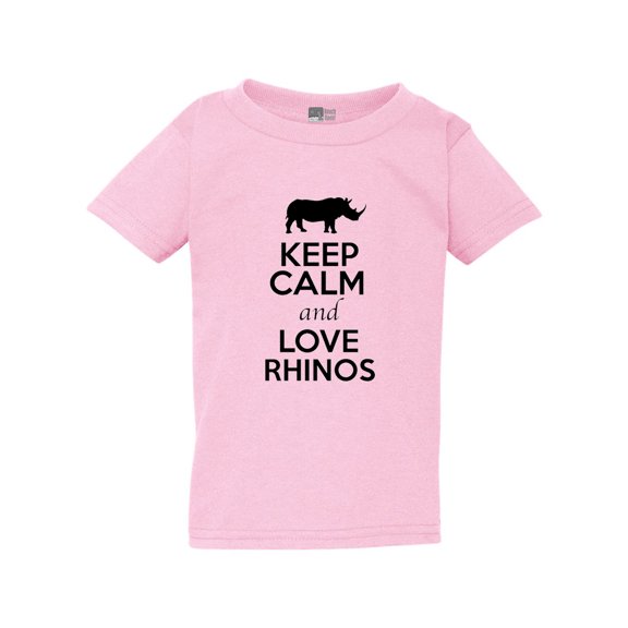 Keep Calm And Love Rhinos Rhinoceros Animal Lover Funny Toddler Kids T-Shirt Tee