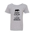 thumbnail image 1 of Keep Calm And Love Rhinos Rhinoceros Animal Lover Funny Toddler Kids T-Shirt Tee, 1 of 2
