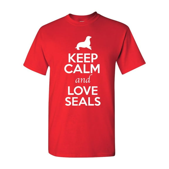 Keep Calm And Love Seals Sea Lion Animal Lover Adult T-Shirt Tee