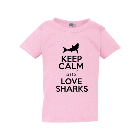 Keep Calm And Love Sharks Fish Animal Lover Toddler Kids T-Shirt Tee