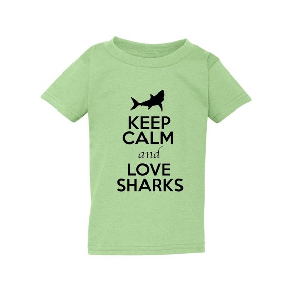 Keep Calm And Love Sharks Fish Animal Lover Toddler Kids T-Shirt Tee