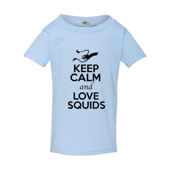 Keep Calm And Love Squids Cuttlefish Sea Animal Lover Toddler Kids T-Shirt Tee
