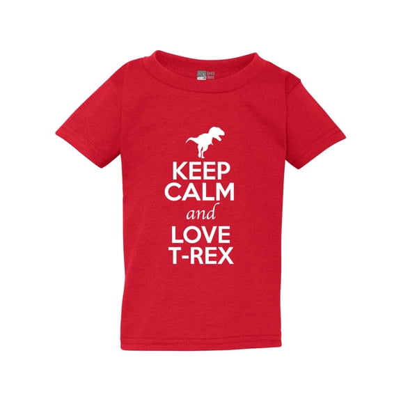 Keep Calm And Love T-Rex Dino Dinosaur Lover Funny Toddler Kids T-Shirt Tee