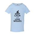 thumbnail image 1 of Keep Calm And Love Wolves Gray Wolf Animal Lover Funny Toddler Kids T-Shirt Tee, 1 of 2