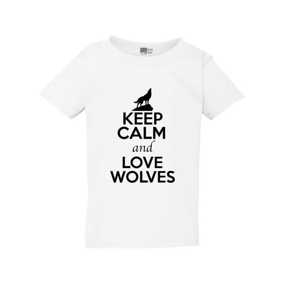 Keep Calm And Love Wolves Gray Wolf Animal Lover Funny Toddler Kids T-Shirt Tee
