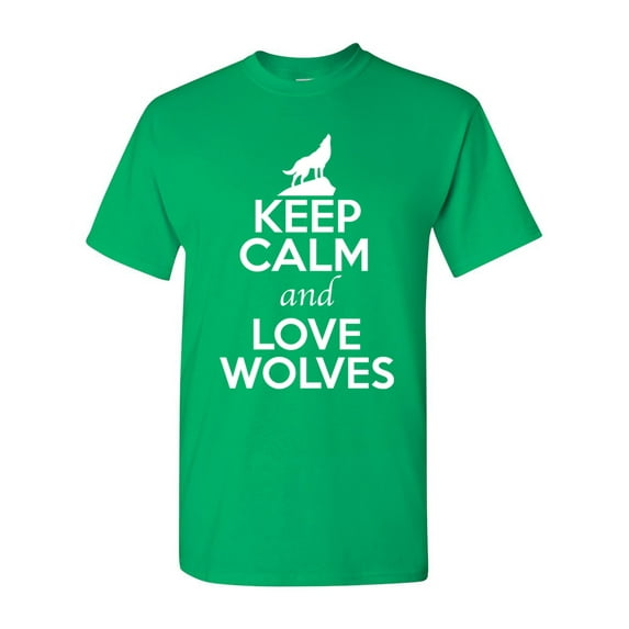Keep Calm And Love Wolves Wolf Animal Lover Adult T-Shirt Tee