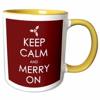 3drose, Keep Calm and Merry On, 15oz Two-tone Yellow Mug