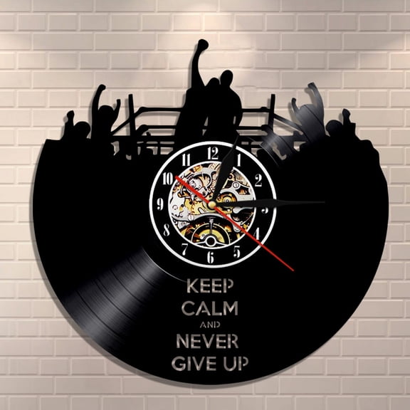 Keep Calm And Never Give Up Motivational Wall Art Home Decor Wall Clock Keep Boxing Vinyl Record Clock Boxing Man Punch Boxer