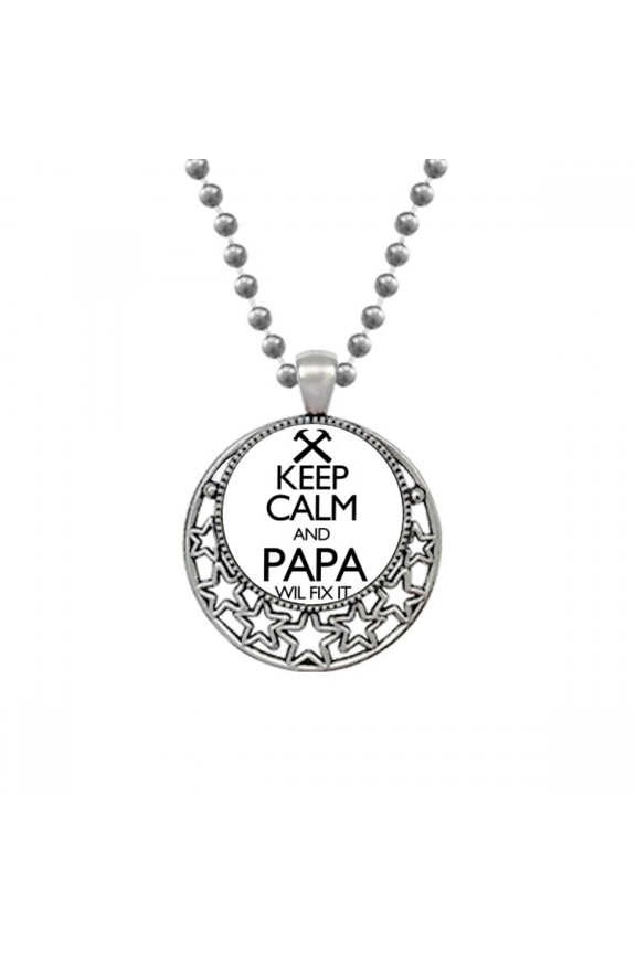 Keep Calm And Papa Wil Fix It Quote Necklaces Pendant Retro Moon Stars Jewelry