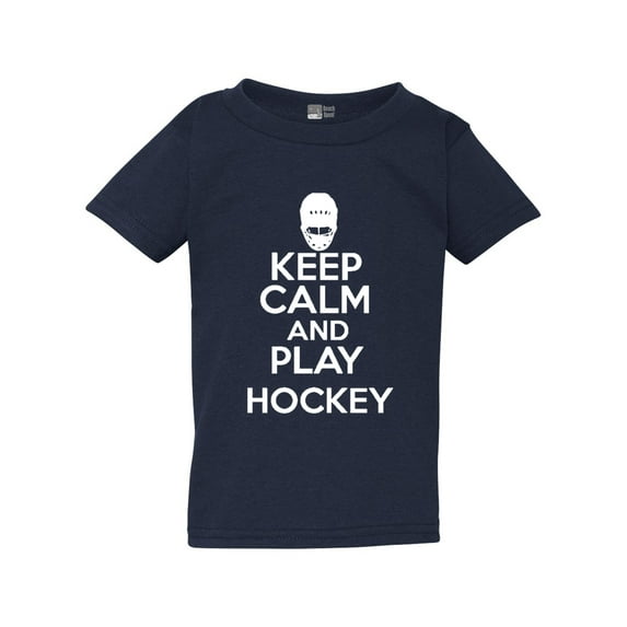 Keep Calm And Play Hockey Sports Funny Toddler Kids T-Shirt Tee
