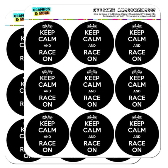 Keep Calm And Race On Auto Racing 2" Scrapbooking Crafting Stickers