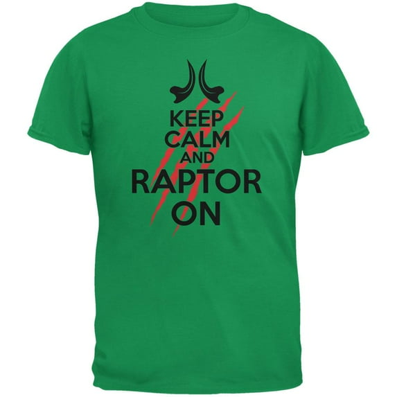 Keep Calm And Raptor On Irish Green Adult T-Shirt - 2X-Large
