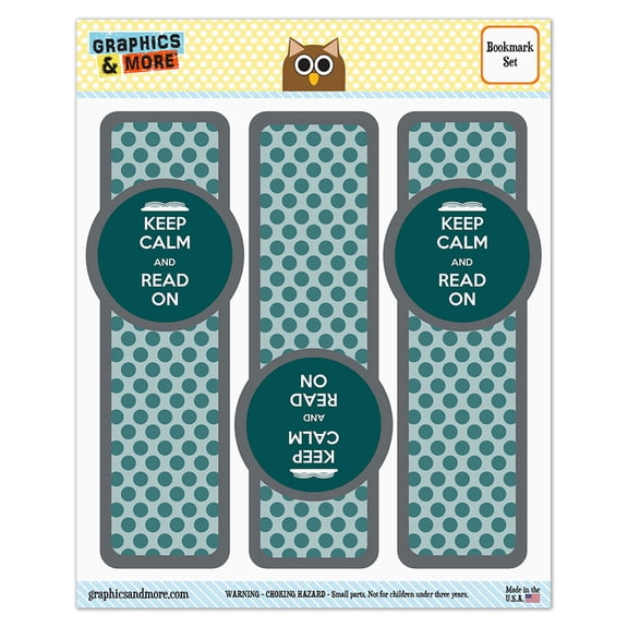Keep Calm And Read On Books Glossy Laminated Bookmarks - Set of 3