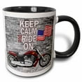 thumbnail image 1 of 3drose, Keep Calm and Ride On. American Flag., 11oz Two-tone Black Mug, 1 of 6