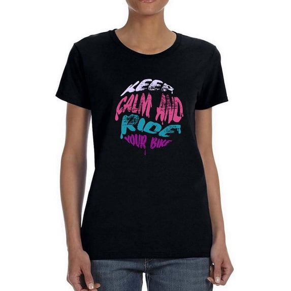 Keep Calm And Ride Your Bike Shaped T-Shirt Women -Image by Shutterstock, Female Medium