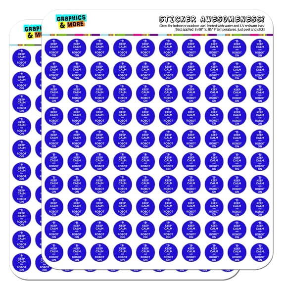 Keep Calm And Robot On 1/2" (0.5") Scrapbooking Crafting Stickers
