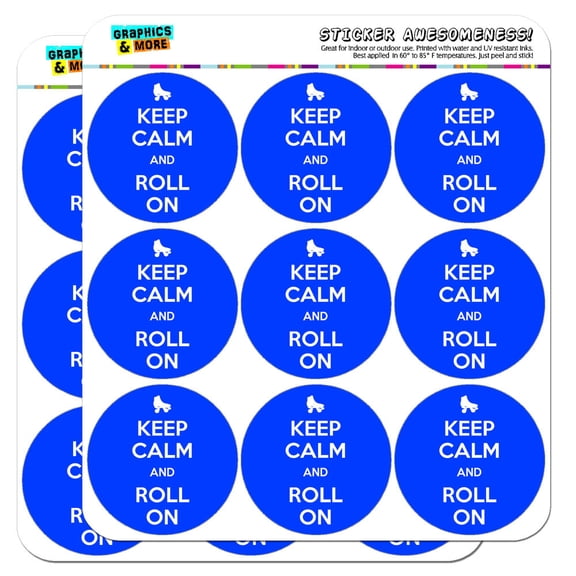 Keep Calm And Roll On Roller Skating 2" Scrapbooking Crafting Stickers