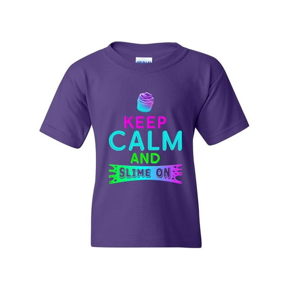 Keep Calm And Slime On Slime Lovers Party Funny DT Youth Kids T-Shirt Tee