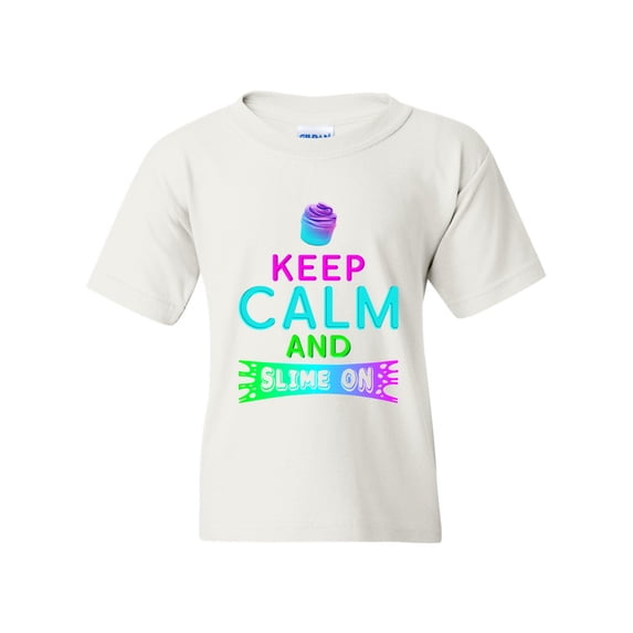 Keep Calm And Slime On Slime Lovers Party Funny DT Youth Kids T-Shirt Tee