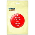 thumbnail image 1 of Keep Calm And Smile On Red Happy Face Pinback Button Pin Badge, 1 of 2