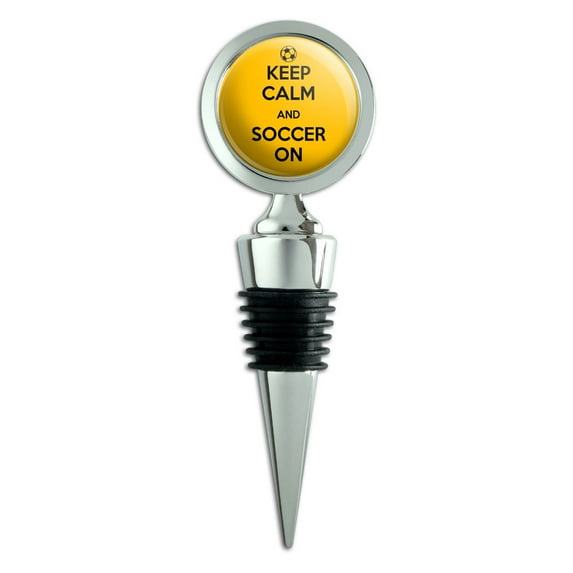 Keep Calm And Soccer On Sports Wine Bottle Stopper