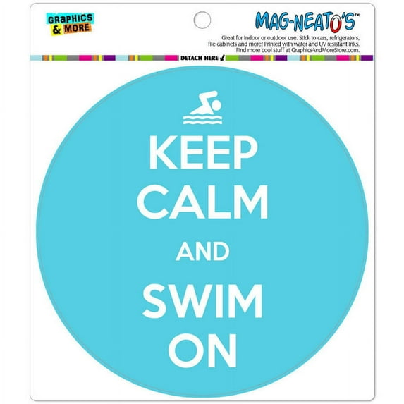 Keep Calm And Swim On Automotive Car Refrigerator Locker Vinyl Magnet