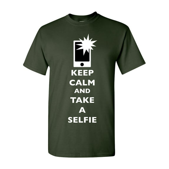 Keep Calm And Take A Selfie Flash Phone Camera Picture Funny DT Adult T-Shirt Tee